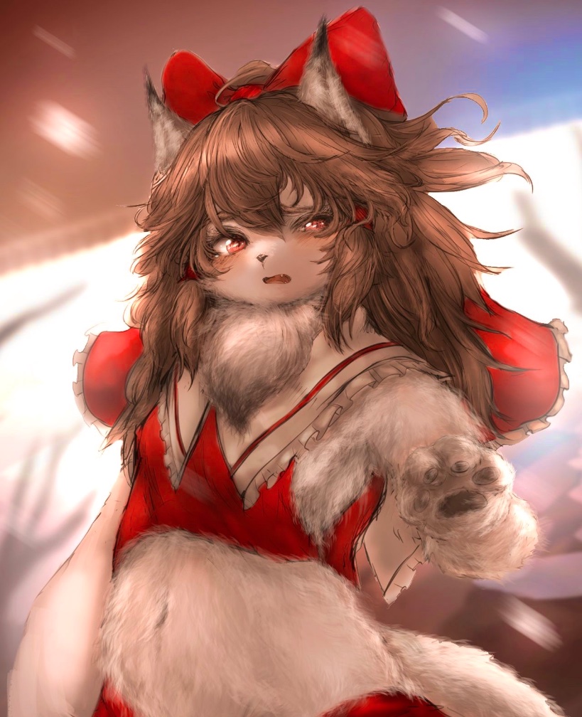 毛用ブラシを使って塗ってみたケモ霊夢さん
使いこなせればとても便利そう! 