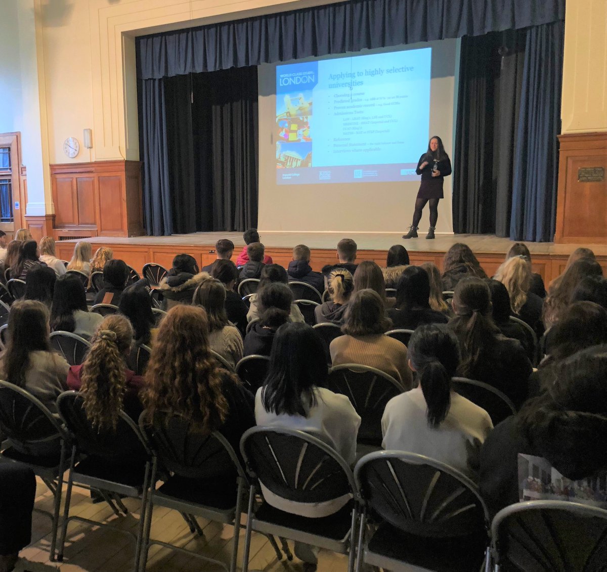 MSJ_SixthForm's tweet photo. Year 12 enjoyed listening to speakers from King's College London, Imperial College, London School of Economics and University College London discuss the merits of studying at university in London. Thank you to pupils from The Chase School and Dyson Perrins Academy for joining us! https://t.co/La0bbYYtlz