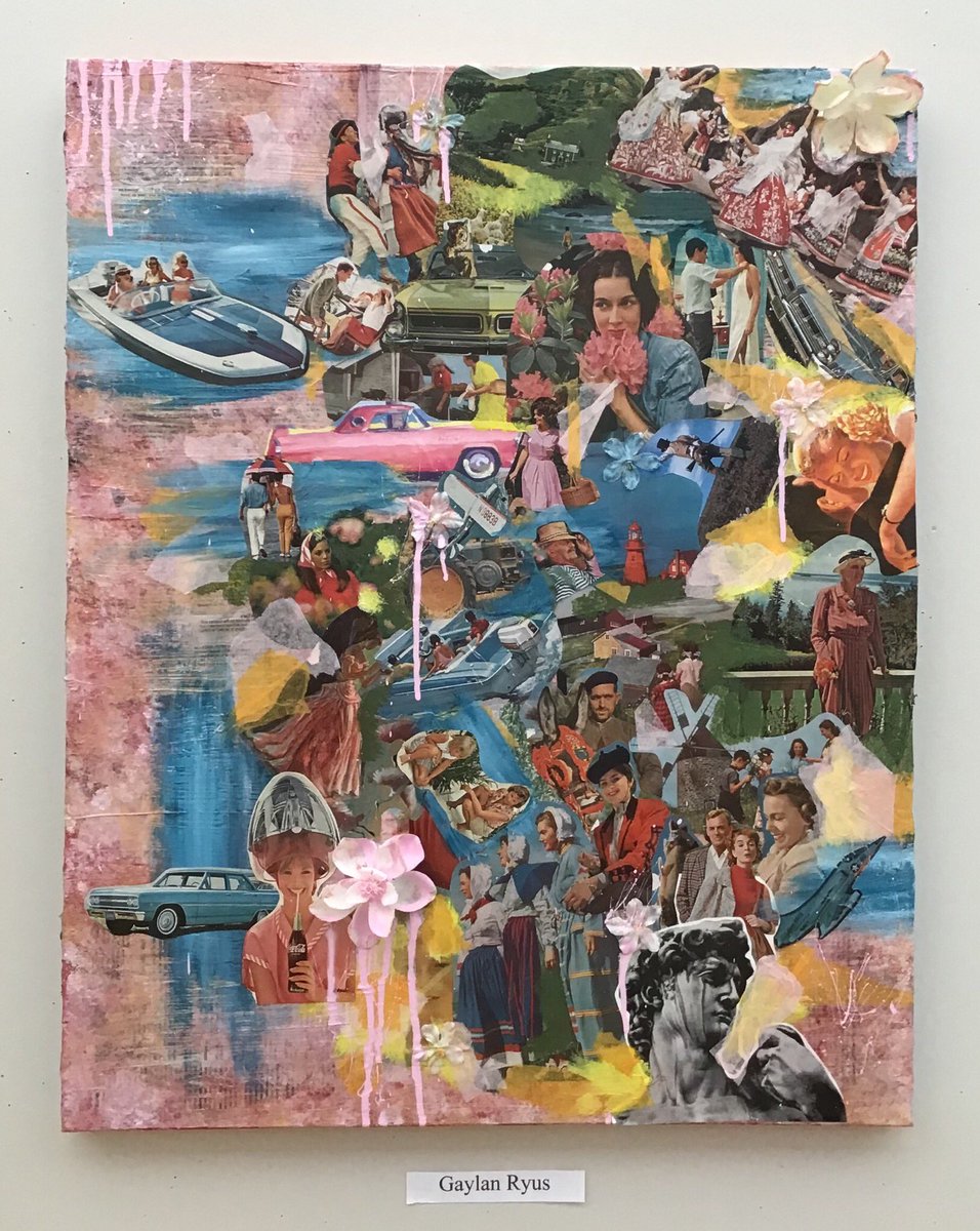 ms_cooney's tweet photo. βYou begin with the possibilities of the materialβ -Rauschenberg Drawing & Painting got experimental with mixed media on a large scale! Influenced by artist #RobertRauschenberg π¨ππ» #collage #assemblage #foundobjects #acrylic #phototransfers #finals #403art https://t.co/ep1oJBo0lI