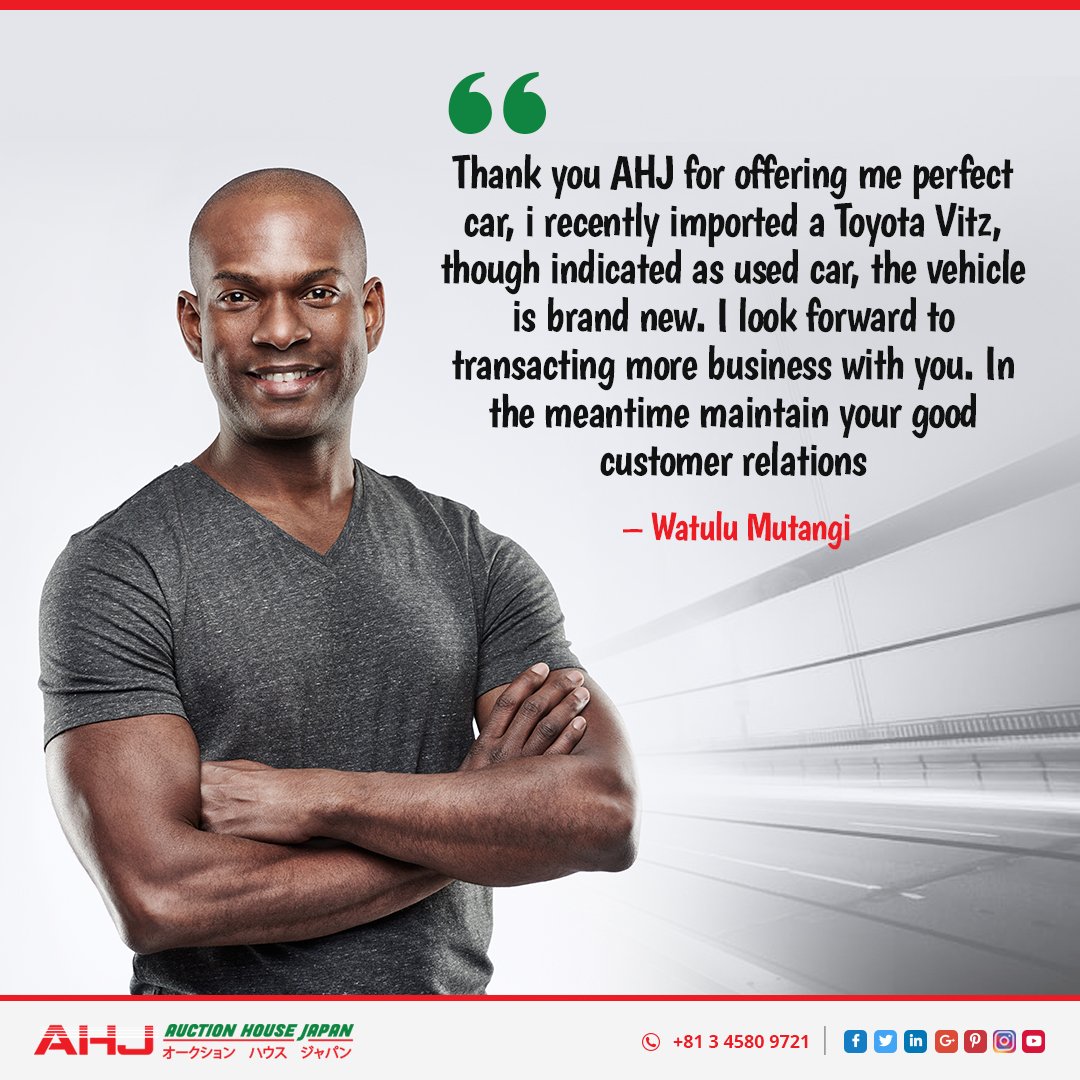 AuctionHouseJP's tweet photo. Kind words by our valuable customer from #Kenya

#AuctionHouseJapan #Tokyo #Japan #Cars https://t.co/JrvCr0a8LZ
