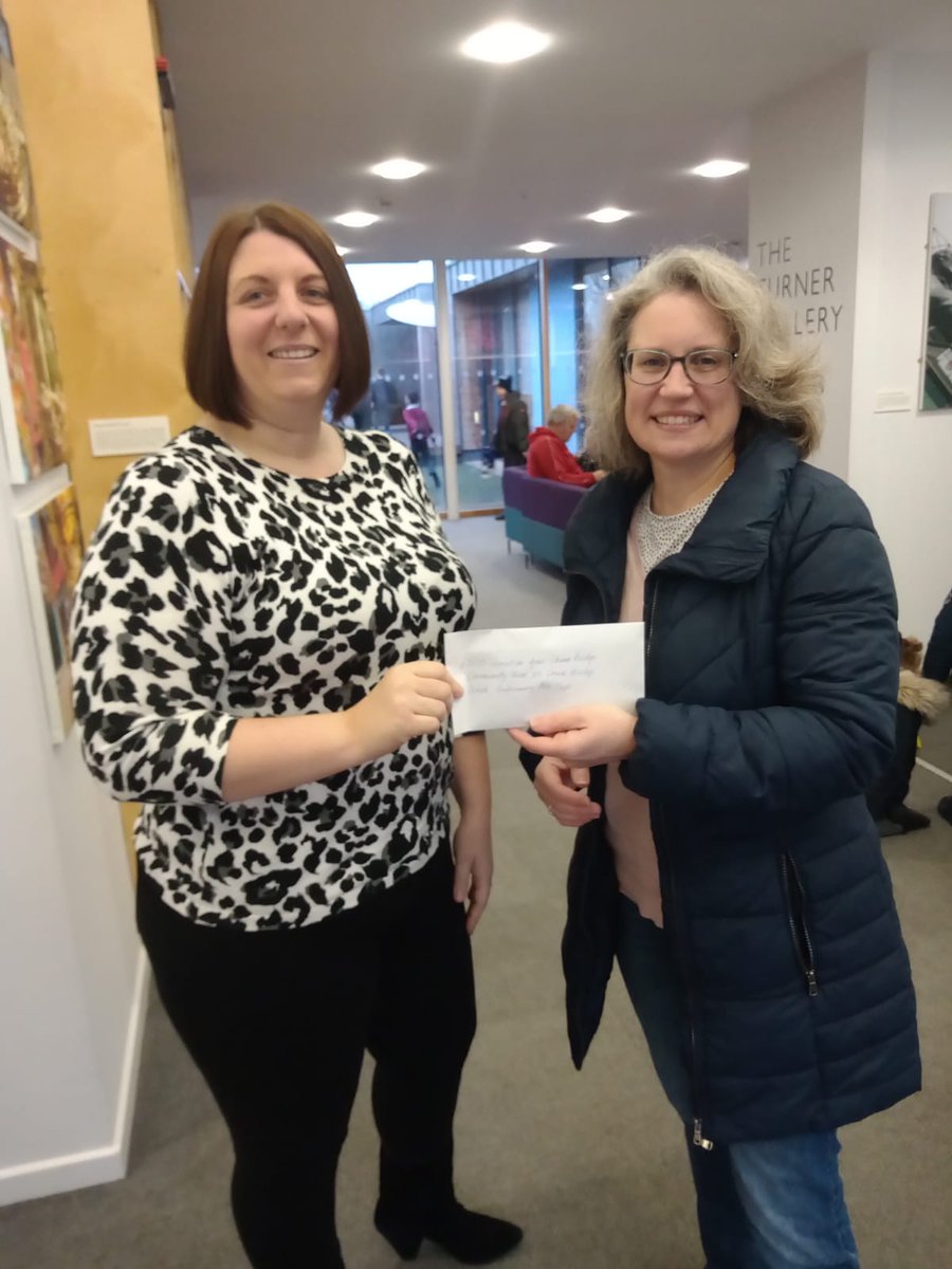 chasecomchoir's tweet photo. We are lucky enough to have a free rehearsal venue, frequently a free concert venue, + space for tea/biscuits. So this week we were delighted to be able to give back to @ChaseBridge1953 with a cheque for £500 which will go towards the performing arts. Thanks for your support! https://t.co/BtL34dJb27