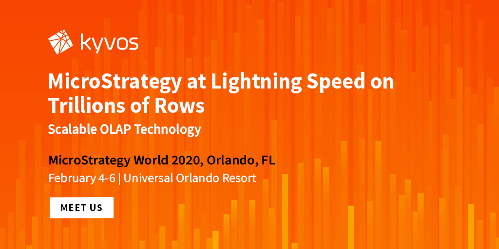 KyvosInsights's tweet photo. We’re going to be at MicroStrategy World 2020 in Orlando next month. Meet us to explore how you can deliver Instant Insights across your enterprise with MicroStrategy on Kyvos. https://t.co/rNFQkh6xlN
#MicroStrategy #Kyvos #BusinessIntelligence #Analytics2020 #Cloud #SuperOLAP https://t.co/2JdUnCJsQJ