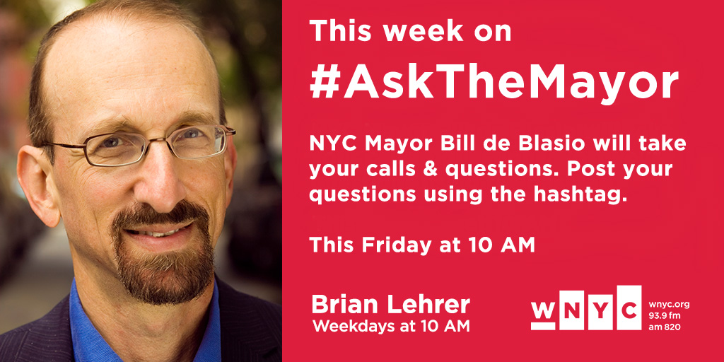 BrianLehrer's tweet photo. Tune in NOW for our weekly #AskTheMayor. Call with your questions for @NYCMayor at 212-433-9692 or tweet using the hashtag. https://t.co/2TAtvorgZ7