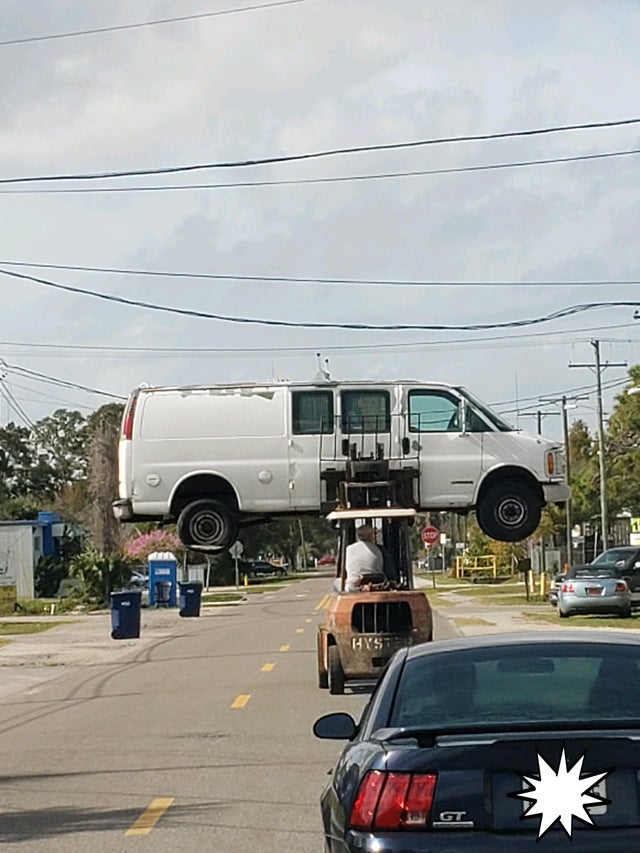 OSHAcademy's tweet photo. This certainly isn't the correct use for a forklift! Thoughts? #oshaisthissafe #safety #forklift #fail #osh #safety_first #safety_fail Photo Credit: Mystero2k1 https://t.co/FrSfodbiVR