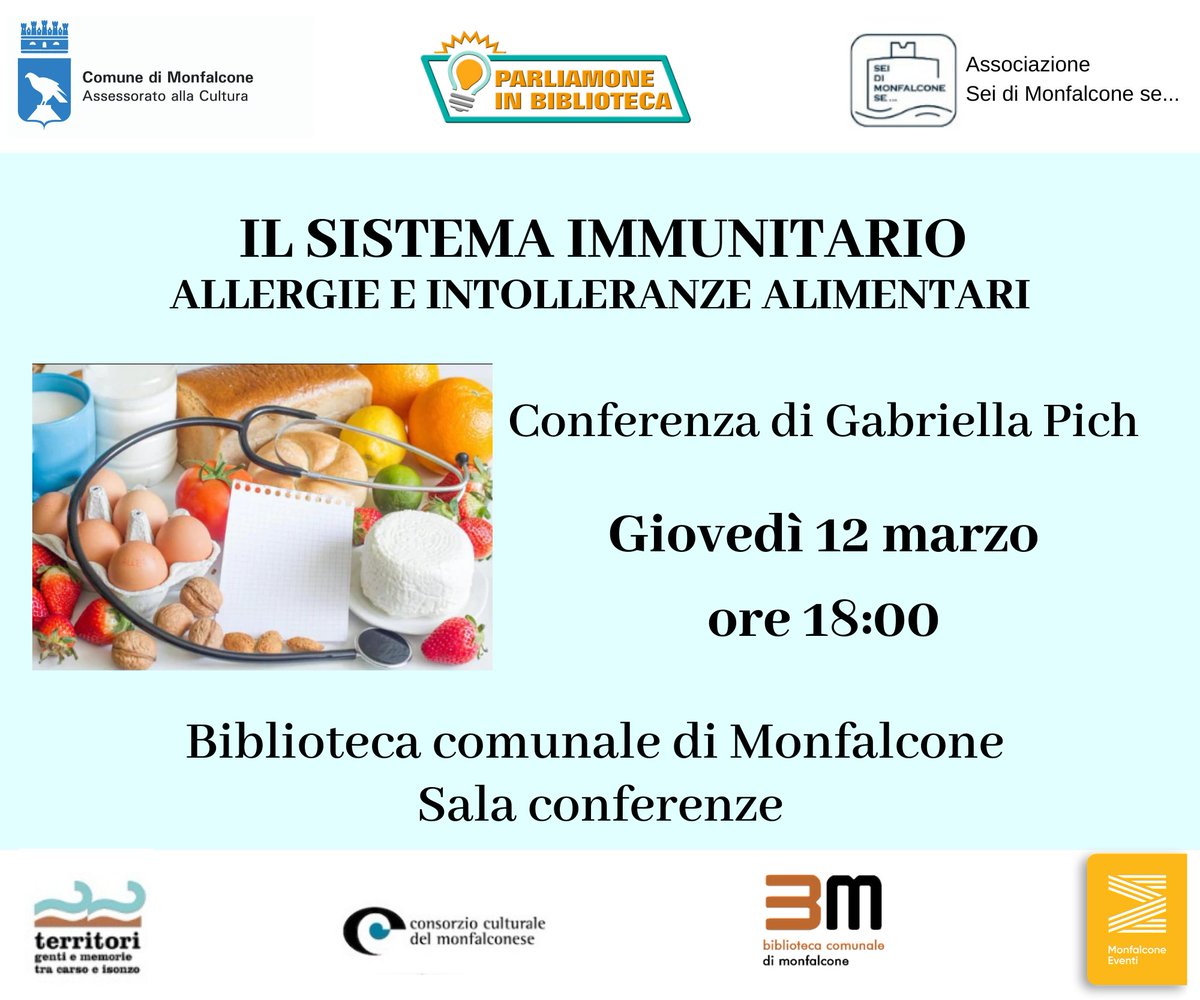 BibMonfalcone's tweet photo. Come superare un’#intolleranza alimentare? Che cos’è la #dieta a rotazione? Queste sono solo alcune delle domande a cui risponderà Gabriella Pich giovedì #12marzo alle ore 18.00 presso la sala #conferenze della #biblioteca.

Non mancate! https://t.co/9yfngBveqF
