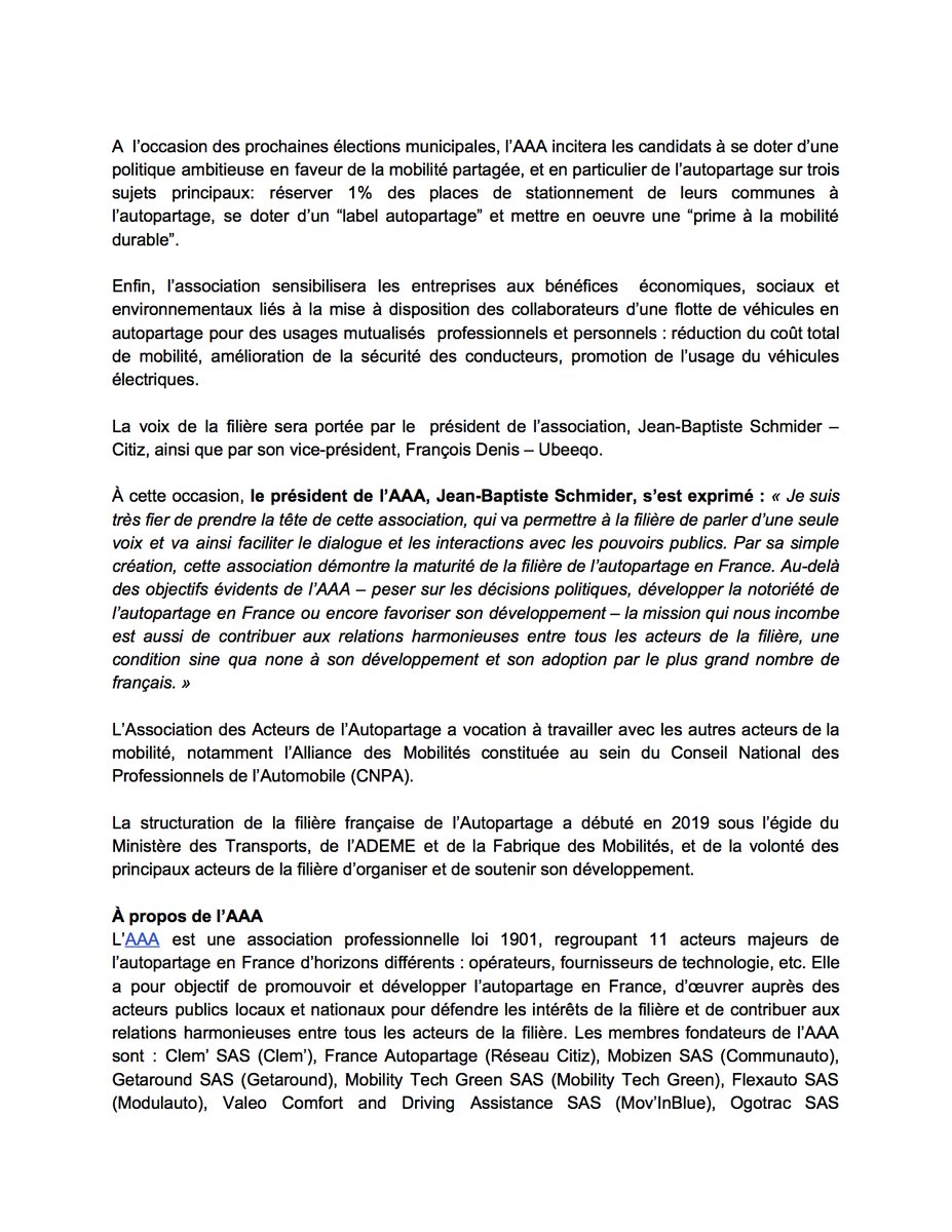 AUTONOMY's tweet image. Bonnes nouvelles - la création de l’association des acteurs de l’autopartage en France 🤝 Bravo à @Clem_mobi​, @ReseauCitiz, @CommunautoFR, @GetaroundFR, @mobitechgreen, @Modulauto, Mov'inBlue par @Valeo_Group et @Capgemini, @ShareNow_global, @TOTEMmobi, @ubeeqo, et @VulogTech  !