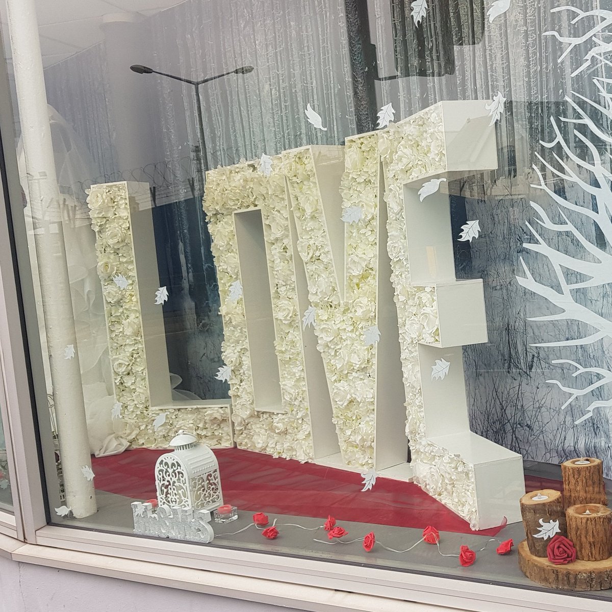 Valentines day window display all set up at Prudence gowns Plymouth 
#ValentinesDay #Weddingday #simplycelebrationssw #Prudencegownsplymouth