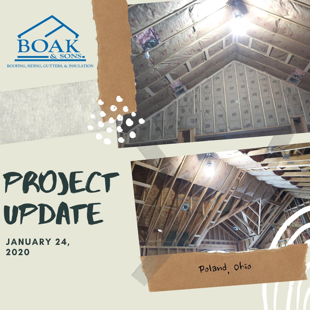 boakandsons's tweet photo. Project Update! This is a large insulation project for our crews on a property out in Poland. See all those intricate angles and tight spaces? We're not letting a single one go unfilled! Great job so far to our insulation guys #IfItsNotBoak #Insulation https://t.co/WbeVwKhPxq