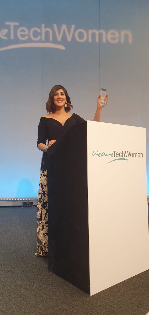 Jai5's tweet photo. Absolutly honoured to be awarded with a #TechWomen100 award at the  amazing ceremony! A night filled with positivity, inspiration and women leaders! Thank you @WATC_girl @WATC_WeAreTech @WATC_Updates #technology @BBCNorthPR @Saraal_tech https://t.co/gDupA7scnN