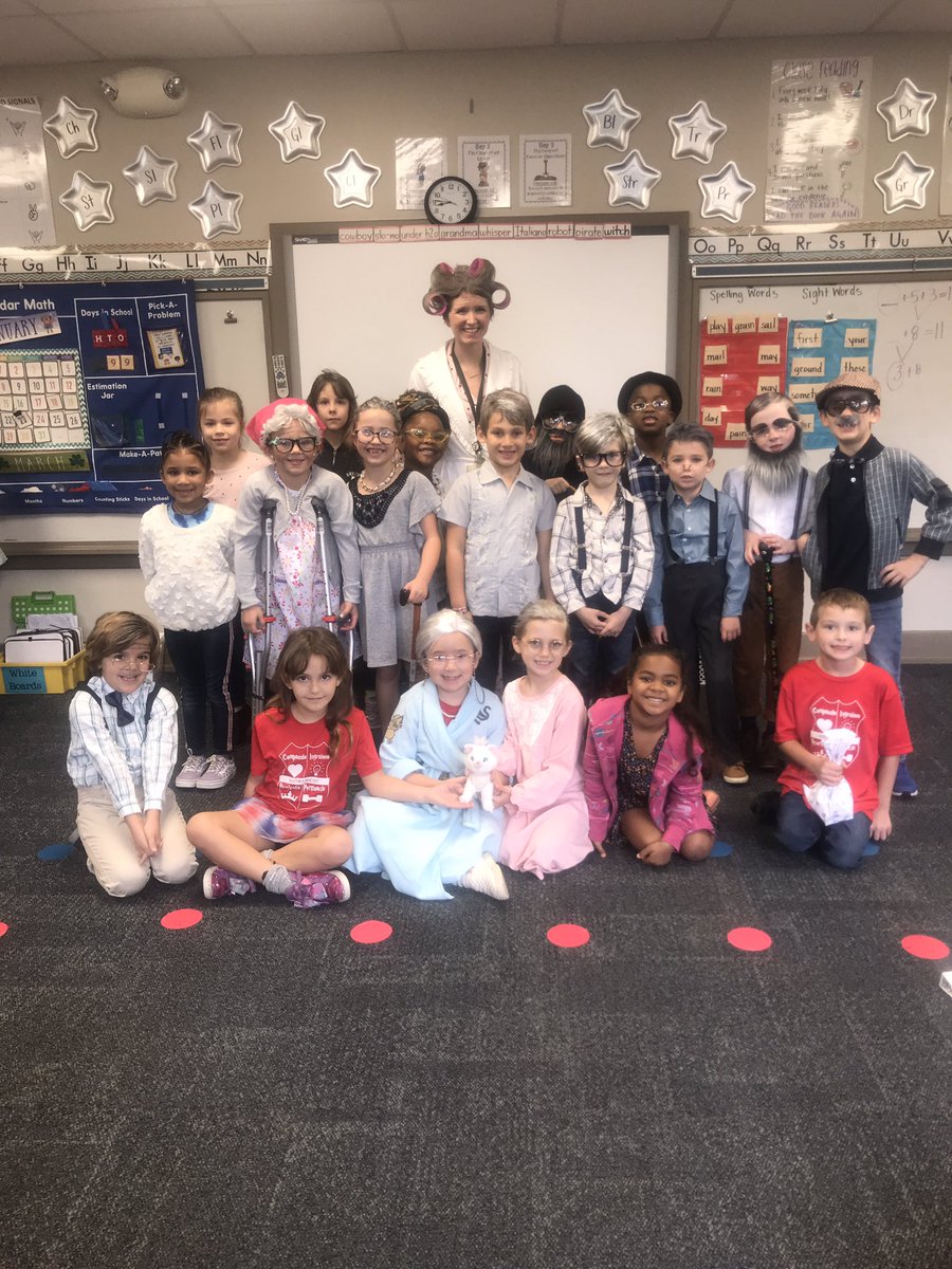 Collins_Kinders's tweet photo. It may take us all day to move around the classroom (no thanks to our aching joints) but these 100-year-olds are ready to talk all about 100! https://t.co/R0svFSftQz