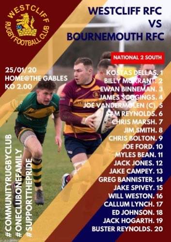 westcliffrugby's tweet photo. A huge rugbyfest at Westcliff RFC tomorrow .
First XV v @bournemouthrfc in a crunch National 2 fixture .
Lions at home to Colchester II and Rhinos at home to Woodford III. 
Get down to The Gables and watch all the games from 1pm. A sell out lunch will make for a great atmosphere! https://t.co/Eo5N2r7wpu