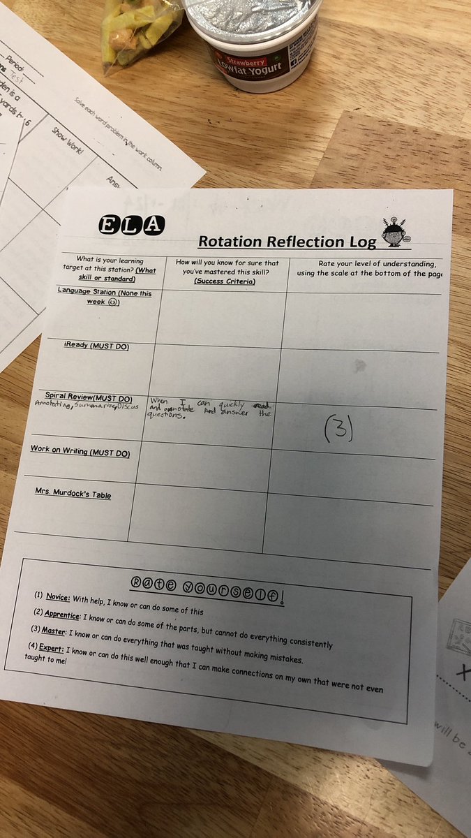 Nice example of students self evaluations of their learning in station rotation @Hogies5th Thanks for sharing!