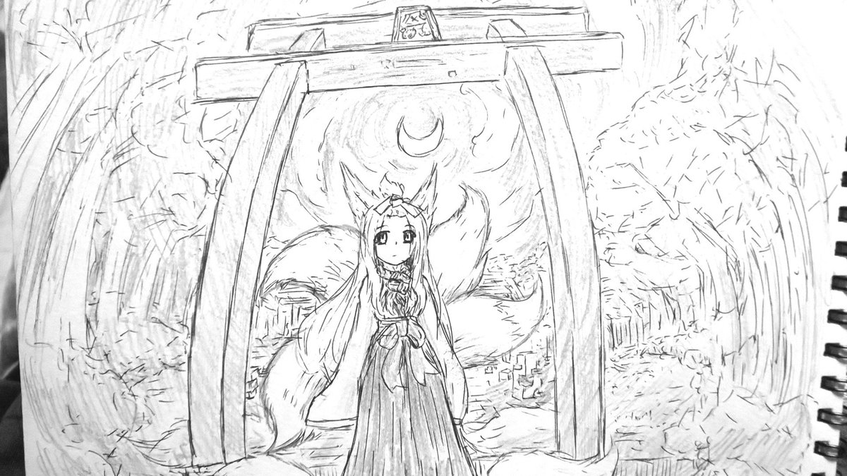 深夜のお絵描きが楽しくて眠れない。
#イラスト  #狐娘  #アナログイラスト 