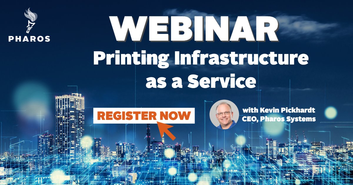 PharosSystems's tweet image. WEBINAR: Printing Infrastructure as a Service! Pharos CEO, Kevin Pickhardt, will provide answers to common questions about cloud printing, the infrastructure-as-a-service revolution, and the next phase of office printing innovation. attendee.gotowebinar.com/register/82298… #cloudprintmanagement