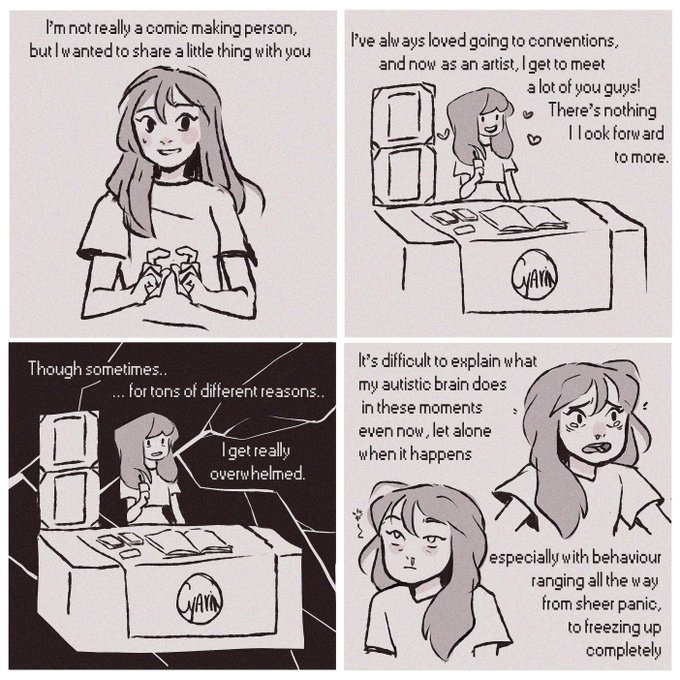RE: autism meltdowns. 1/3

I feel a lot of shame about this particular thing I deal with because of being autistic so this is difficult to share. I'm also not a sequential/comic artist so I struggled, but I think this is the best way to reach the most people. 