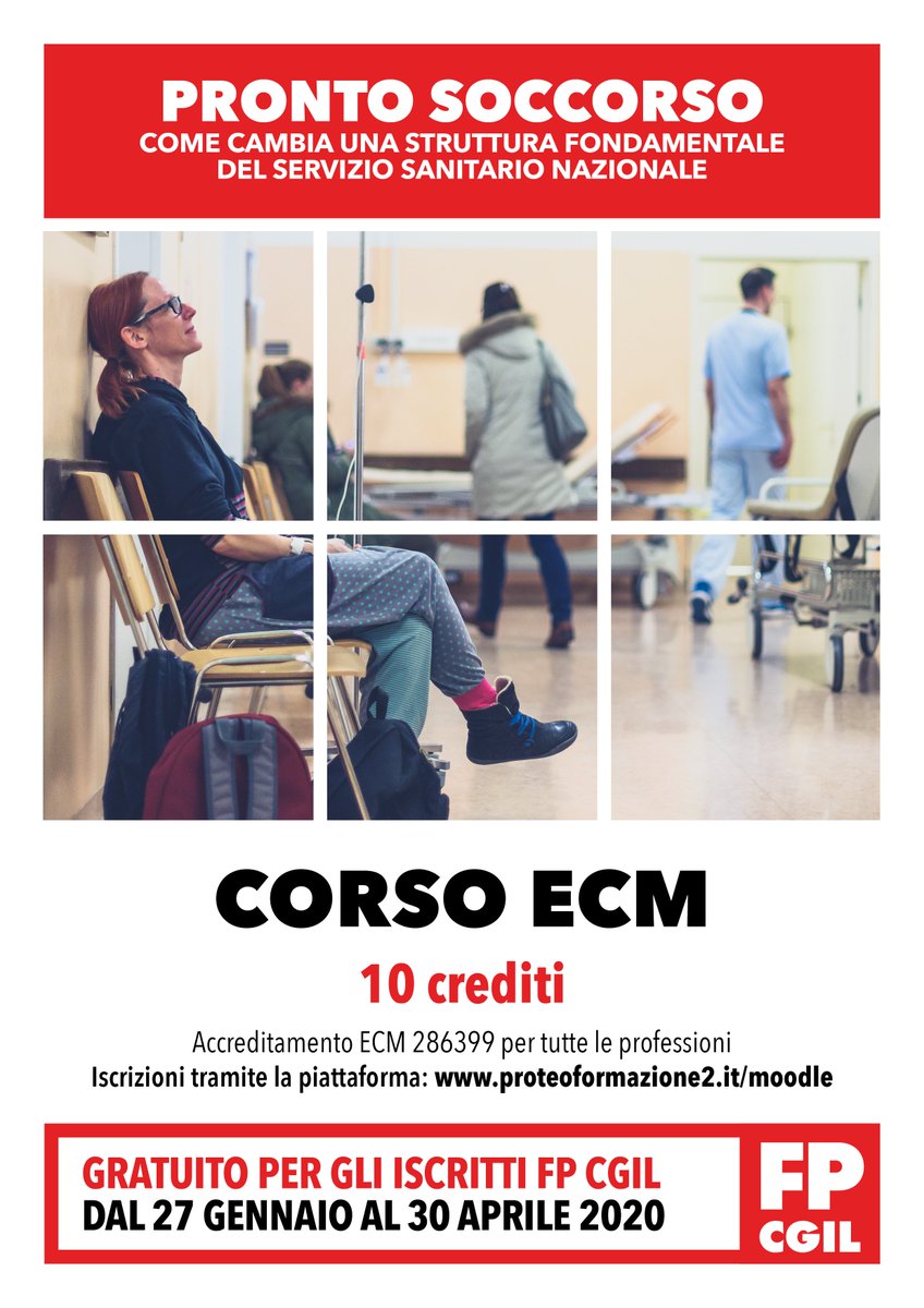 FpCgilNazionale's tweet photo. Pronto Soccorso, come cambia una struttura fondamentale del Servizio sanitario nazionale
Questo il tema del nostro nuovo corso Ecm Fad - GRATUITO PER GLI ISCRITTI - da 10 crediti per tutte le professioni.
Attivo dal 27 gennaio, info ➡️ https://t.co/X4CsPANjeJ

#CiSiamo 
#FpForma https://t.co/K8K5NAQETX