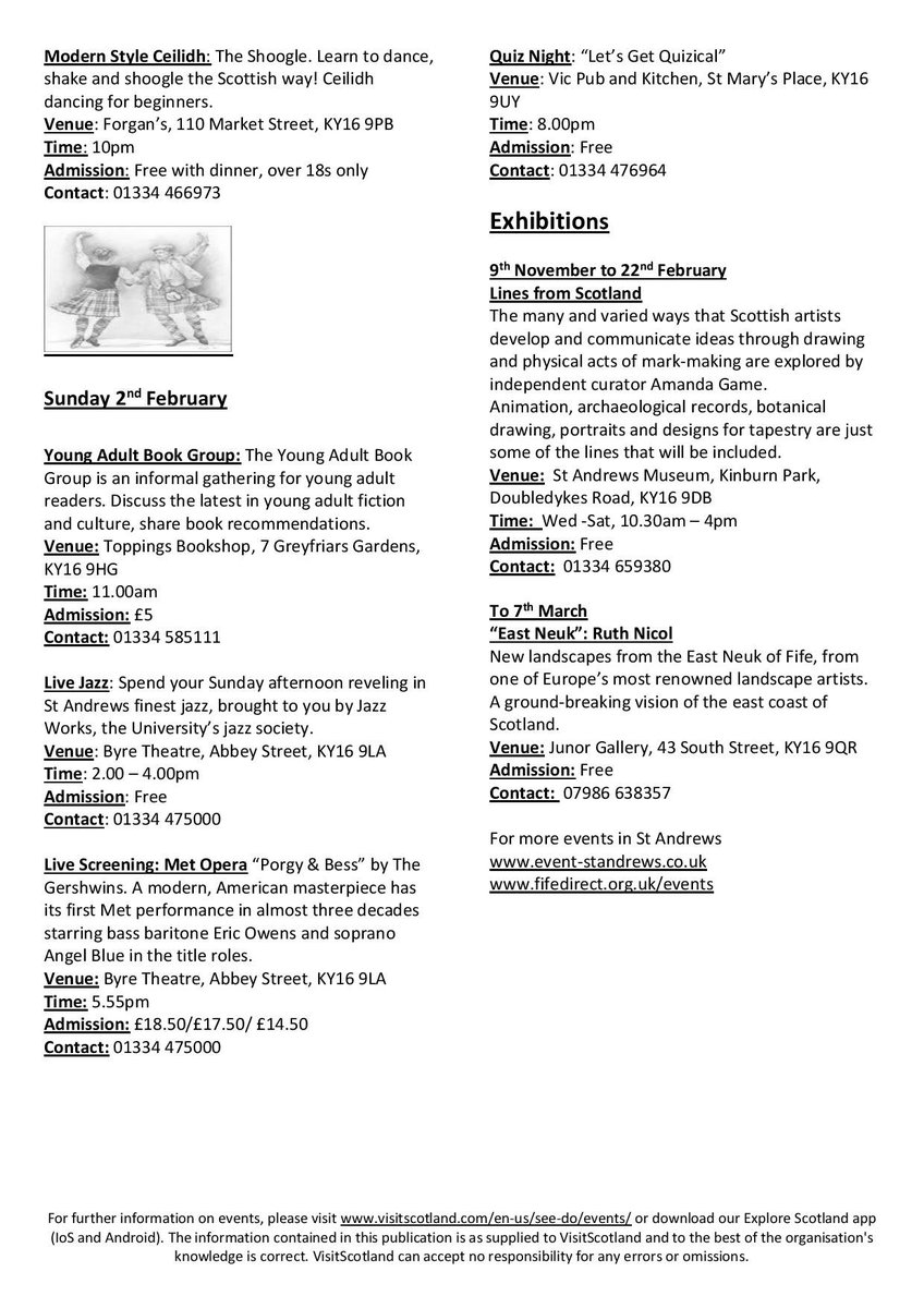 AccessibleScot's tweet photo. TO DO &amp; SEE IN ST ANDREWS THIS WEEK: 

There's always lots to keep you busy when you're visiting us here in St Andrews!

Information supplied by VisitScotland's Visitor Services #LoveStAndrews #StAndrewsWinter #LoveFife https://t.co/IKnHc8ullY