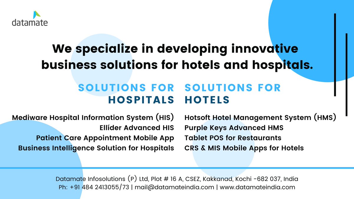 Datamate1993's tweet photo. For demo of products, call +91-94464-04455 or email to mail@datamateindia.com
#Hotelsoftware #Hospitalsoftware #HospitalInformationSystem #HotelInformationSystem #DatamateIndia https://t.co/Tm2TvjMrNM