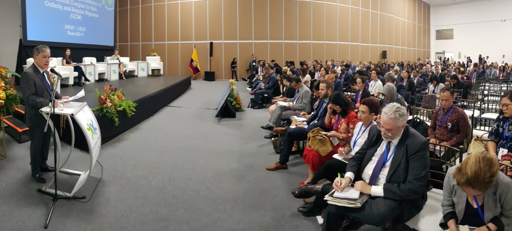 📢 Inicia el diálogo sobre la implementación del Pacto Global 🌎 para una Migración Segura Ordenada y Regular. 

Este espacio se desarrolla como última actividad en la #XIICumbreGFMDQuito, que se ha llevado a cabo durante toda la semana en el Centro de Convenciones Metropolitano.