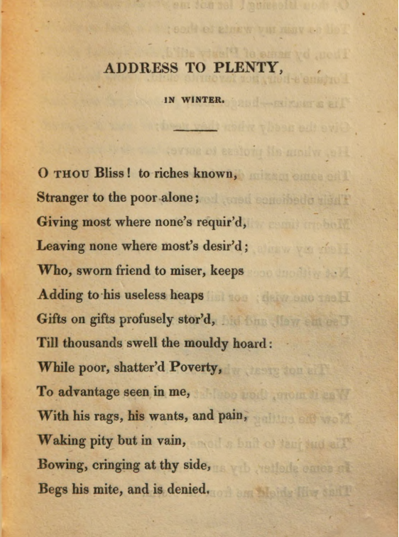 JohnClareSoc's tweet photo. Today's #PoemsDescriptive2020 is the opening of 'Address to Plenty, in Winter', where Clare speaks powerfully on behalf of the rural labouring poor. John Taylor mentions this poem in the intro to Poems Descriptive, stating that Clare "saw Poverty in all its most affecting shapes" https://t.co/UhVIqDhs1s