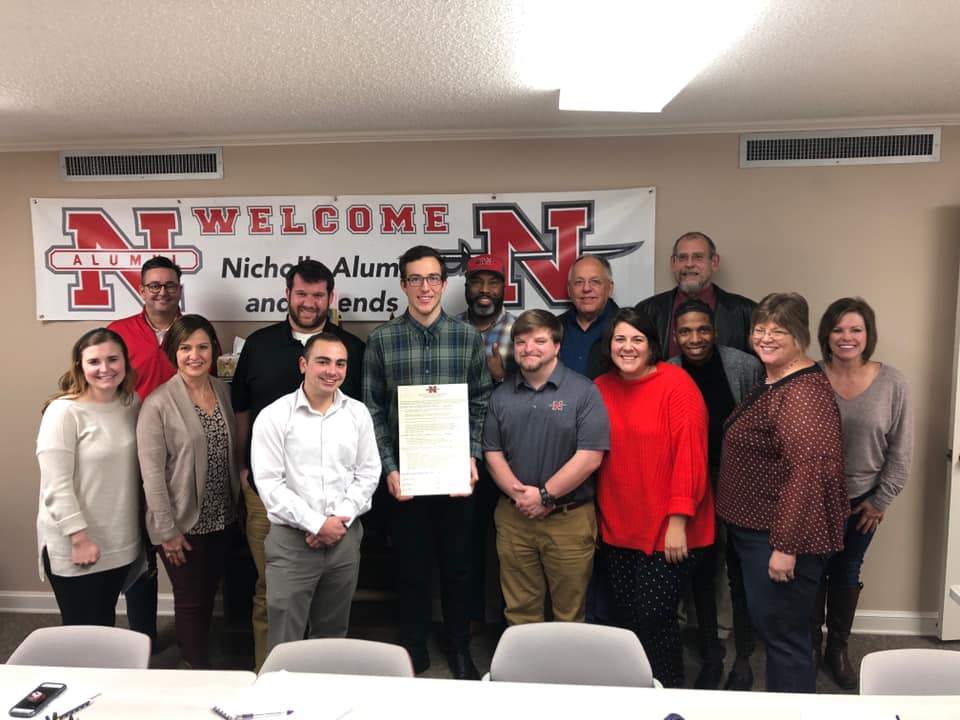 AlumniNicholls's tweet photo. Congratulations to the Nicholls State Cheerleading Alumni Chapter on becoming an official chapter of the Nicholls Alumni Federation! If you are interested in becoming a member please contact Freeman Jones or Brandon Chiasson. #NichollsAlumni #CheerAlumniChapter #GeauxColonels https://t.co/I4kC7iO2z6