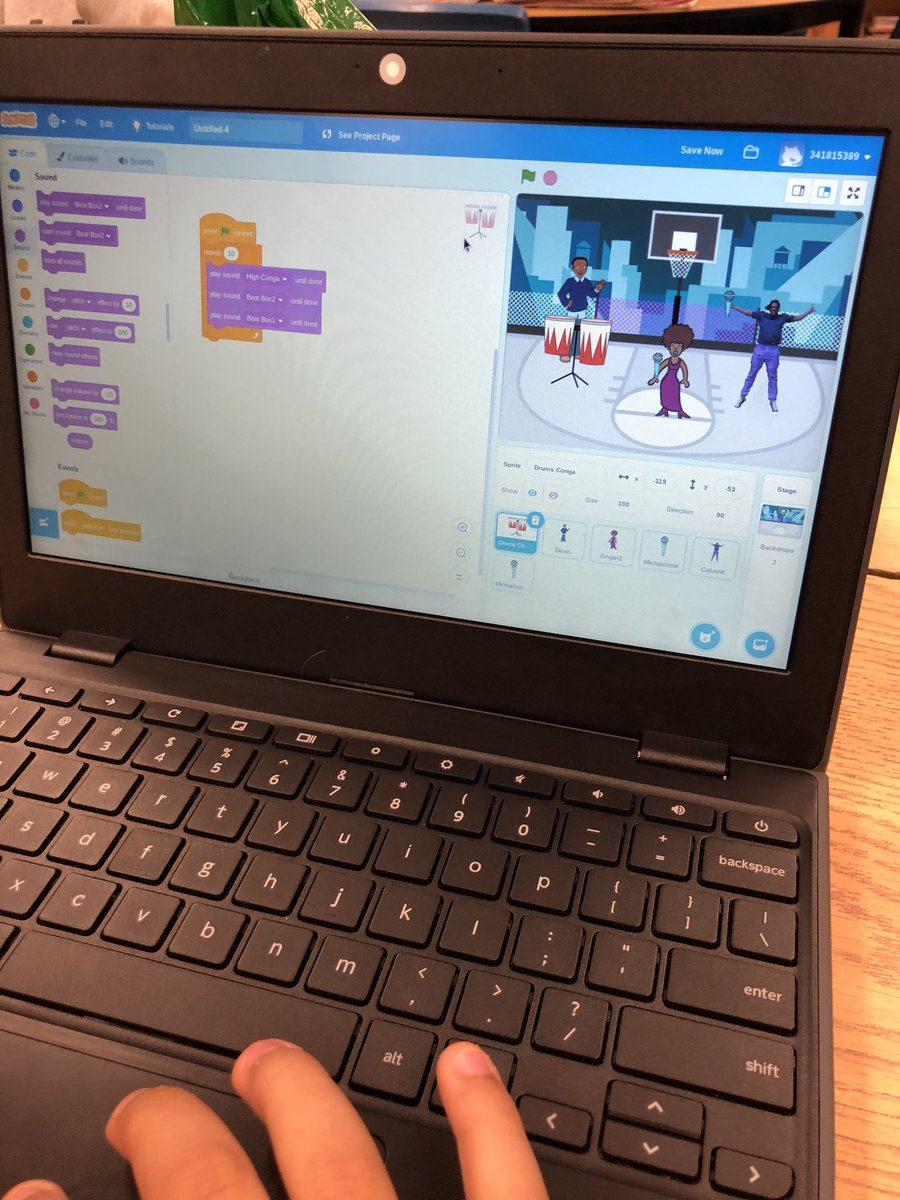 Mrs_Lillicrop's tweet photo. Working with @LucyWal96959534’s class this morning - building a band using @scratch and our imagination. @AvilaDPCDSB #dpguidance #dpcodes https://t.co/UqXEb4zwH6