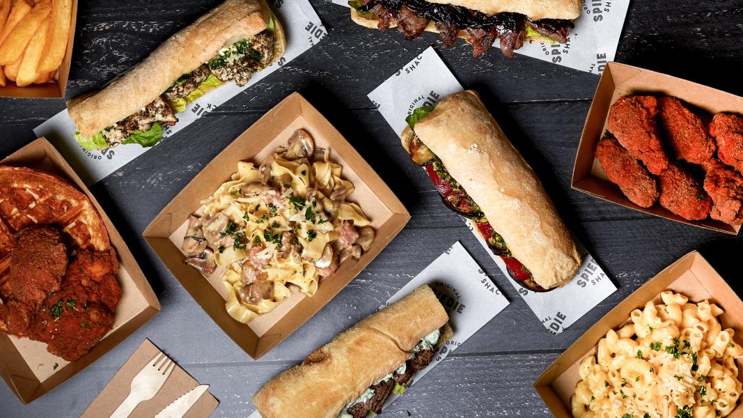 SpiedieShack's tweet photo. We're open this weekend serving our tasty grilled spiedie sandwiches, crispy fried chicken with waffle or chips and fresh pastas, all also available on Deliveroo! #spiedieshack #spiedies #streetfood #yummy #food #SurreyQuays #CanadaWater #London https://t.co/kjah5NQv1S