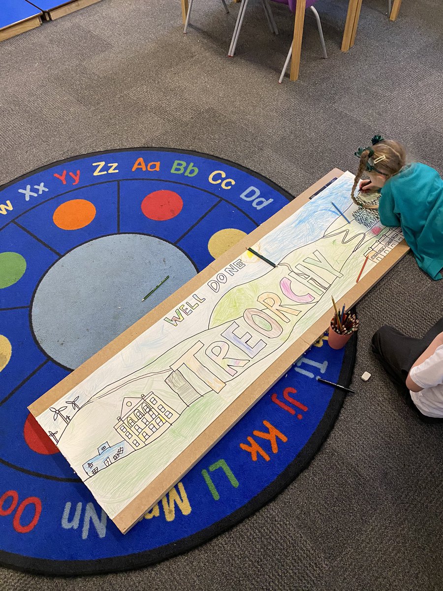 TreorchyPrimary's tweet photo. 3R pupils have been creating a banner to celebrate Treorchy winning the Great British High Street of the year 2019! #TPS3BR #VisitTreorchy #MYHIGHSTREET https://t.co/DzVscP9yDR