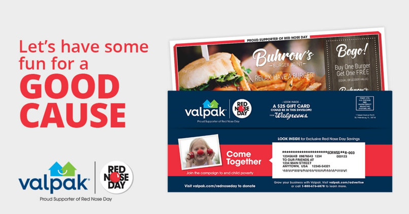 ValpakCincy's tweet photo. Show your support in Valpak’s special-edition envelope. Your donation of just $25 to @RedNoseDayUSA can help provide vaccinations and a safe place for a child to go during the summer. https://t.co/mqs5gjIymu #RedNoseDay #NosesOnValpak https://t.co/OMTvewOODN