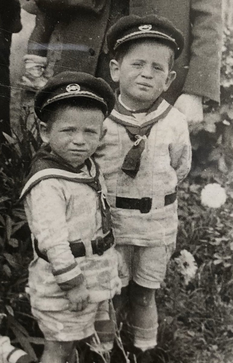 sharonjudi's tweet photo. Photo of my father and his younger brother Chaim. The last time my father saw him, Chaim was being carted off to the gas chamber in #Auschwitz saying “I’ll never let them gas me.” The image haunted my dad for the rest of his life @AuschwitzMuseum @FacesAuschwitz https://t.co/cLYWiI0RAJ