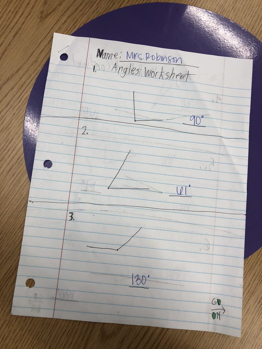 nrobinsonD32's tweet image. When a student is having so much fun with #measuringangles that he decides to make a review packet for the teacher! I can’t wait to see what I got on it! Isn’t this “acute” little worksheet? HAHAHA😂😂 #mathisfun #pesd32