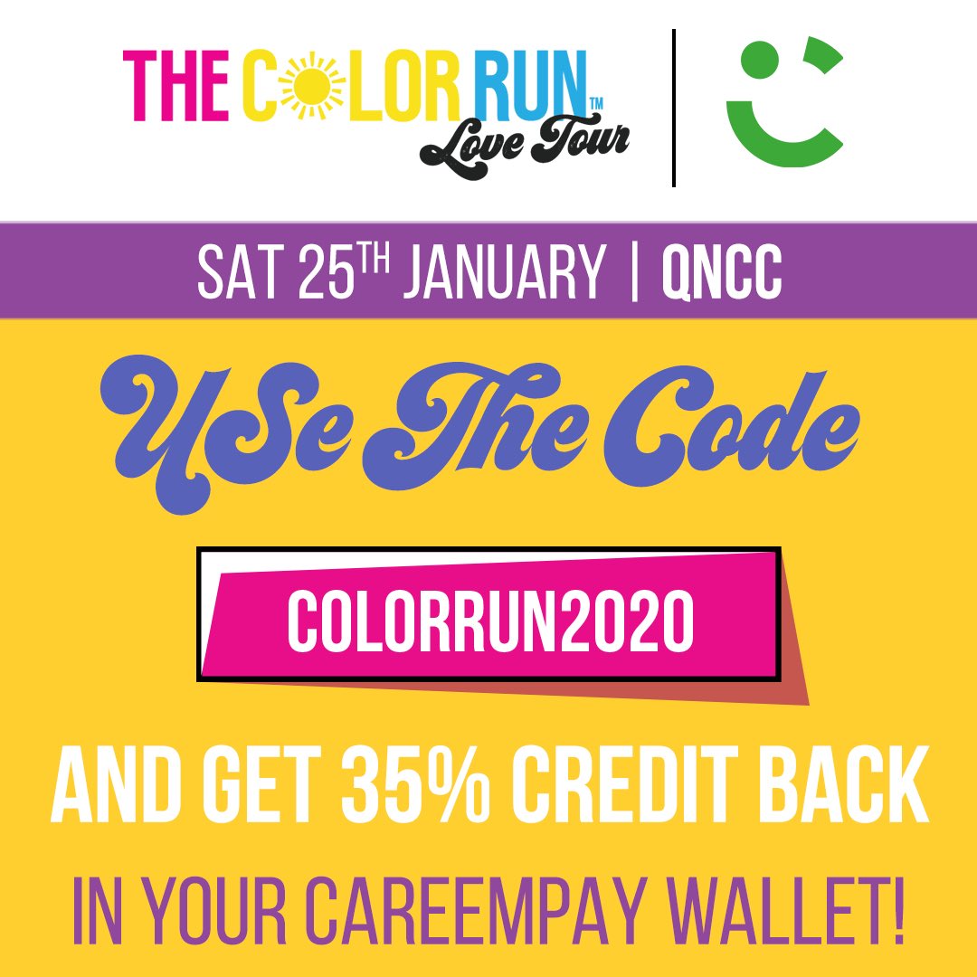 TheColorRunQA's tweet image. Save with @CareemQAT and the #Happiest5k!

Use the code COLORRUN2020 tomorrow to get to and from the @qncc and get 35% credit back in your Careem PAY Wallet!