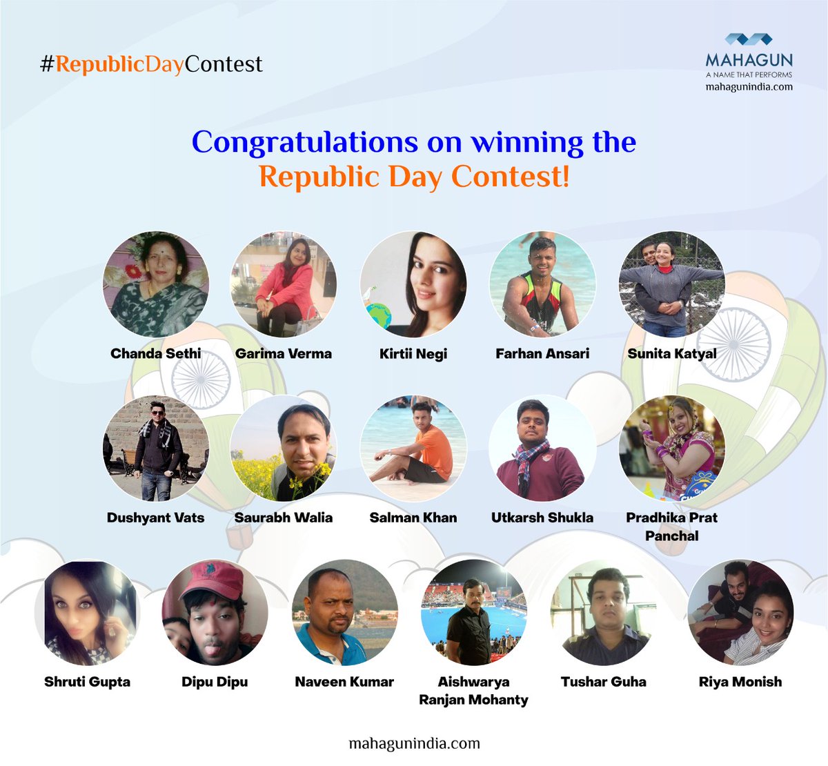 mahagungroup's tweet photo. So, the wait is over!
Here are the winners of the #RepublicDay contest!
Congratulations to the winners. Get ready to receive your Free Gift Voucher!
#RepublicContest #Contest #MahagunMart #GreaterNoidaWest #MahagunIndia #RealEstate #residential #ANameThatPerforms #winner https://t.co/KWD7YnSmNs