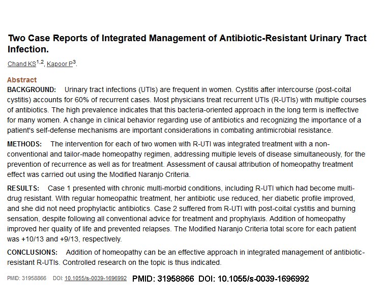 BrownBagPantry's tweet photo. Integrative #homeopathy treatment approach to recurrent #urinarytract #UTI infections &amp; #postcoidal #cystitis in two #antimicrobial resistant ♀️ patients = less need for #antibiotic #prescribing #homeopathic #homeopath https://t.co/rVLHRzdTov