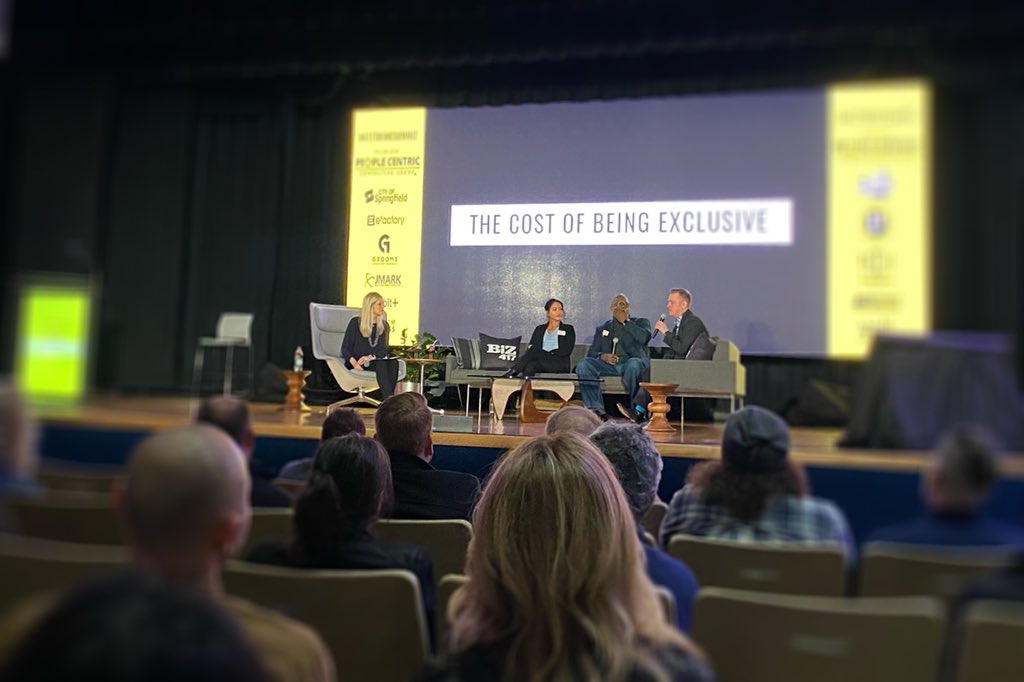 LittleBirdMomma's tweet photo. Inclusion is not a buzzword. It is how we reveal our values. Inclusion is the intentional about engagement with all people. Great discussion with Wes Pratt of @MissouriState about #diversity and #inclusion at #417thinksummit @Biz417 @ClearEMG @LittleBirdMktg https://t.co/SyvCtKlnIa