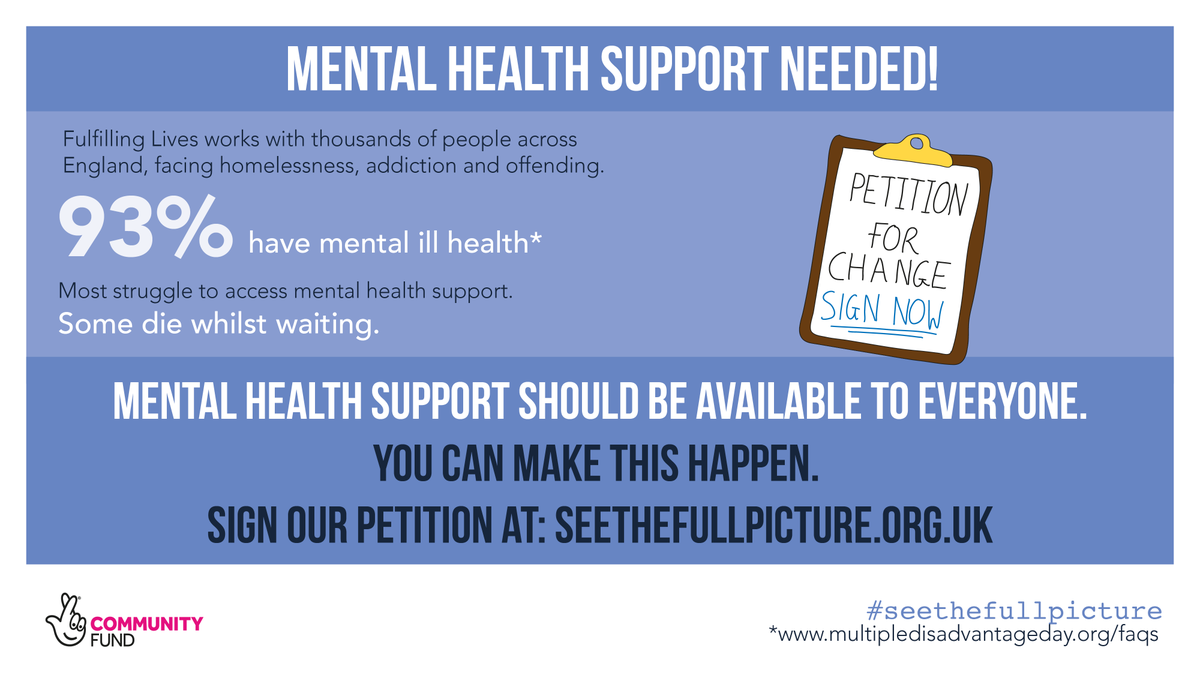 WYFIProject's tweet image. Do you think everyone has the right to access mental health support? We do. But people facing addiction are frequently declined mental health support. Help us change this by signing our petition here -
seethefullpicture.org.uk

Please RT and tag friends and colleagues!