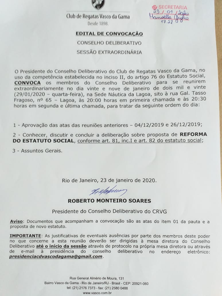 DaGaguinho's tweet photo. Já temos data para a reunião que deve encerrar, no Conselho Deliberativo, as discussões sobre o novo estatuto do Vasco: próxima quarta-feira, dia 29. Lembrando que o texto precisa passar pela votação na Assembleia Geral para entrar em vigor. https://t.co/2jG0g5BwY9