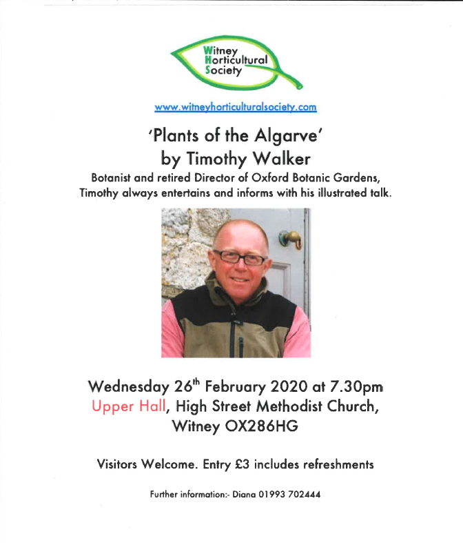 Witney Horticultural Society welcome Timothy Walker on Wednesday 26th February. <a href="/moreWitney/">WitneyVIC</a> witneyhorticulturalsociety.com