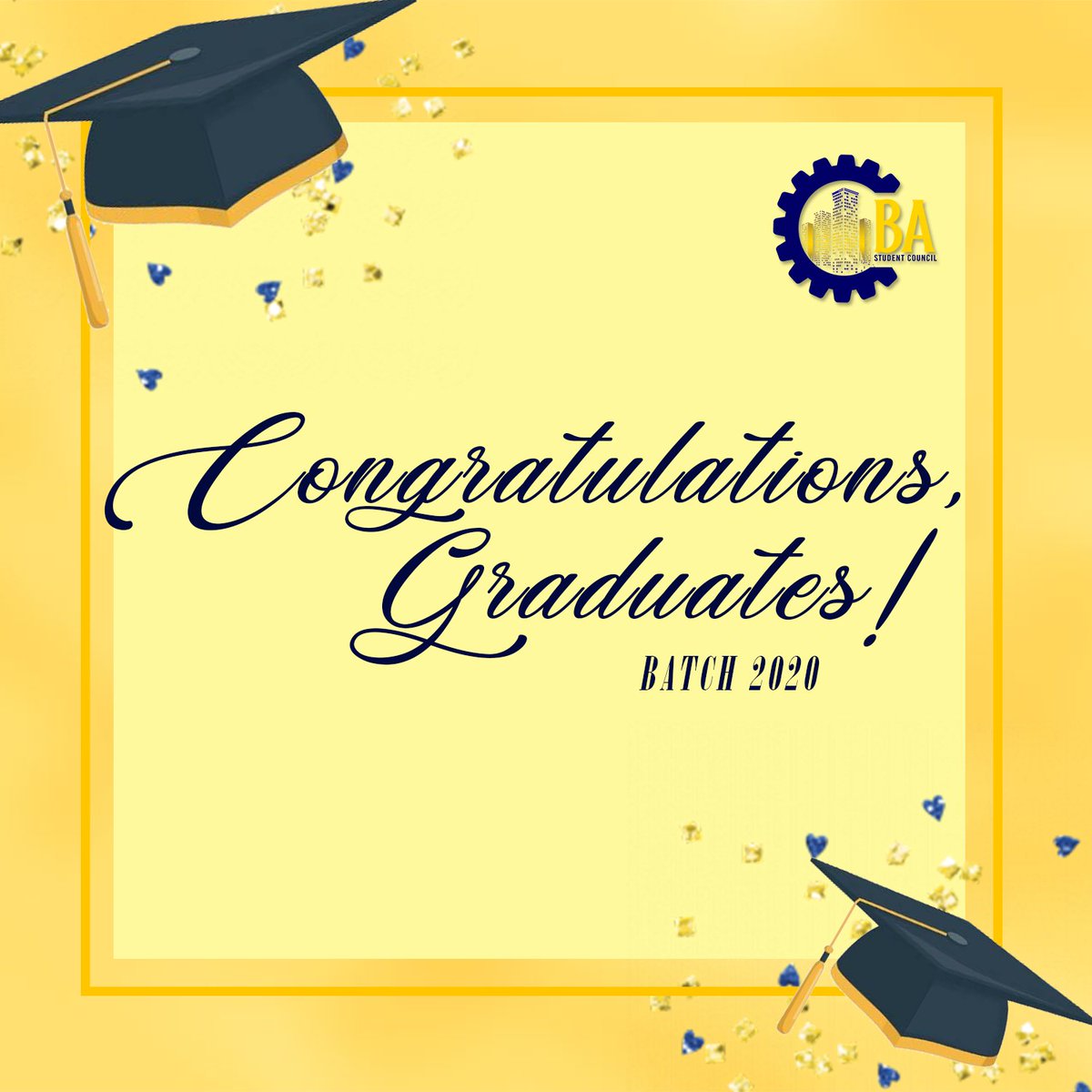 AdUCBASC's tweet photo. Congratulations, klasmeyts! You have all worked hard to achieve your goals and to survive college, now you are all on your way to achieving great heights! We, the CBA community, wishes you nothing but good luck on your future endeavors! πππ
#OneCBA https://t.co/dwNdNr97ak
