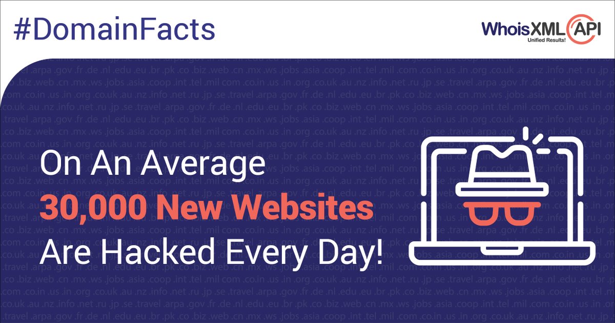whoisxmlapi's tweet image. Four out of five web applications contain configuration errors such as default settings, standard passwords, error reporting, full path disclosure, and other information leaks that might have value for potential intruders.
#DomainFact