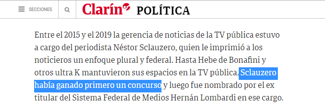 Canal7SiPreBA's tweet photo. Desmentimos lo que afirma el diario Clarín en su edición del día de hoy: @NSCLAUZERO, gerente de noticias de la TVP durante la gestión de @herlombardi y presidente de FOPEA en el mismo período, perdió un concurso para el cargo de cronista en el canal, al que se postuló en 2007. https://t.co/8Qjji11vbo