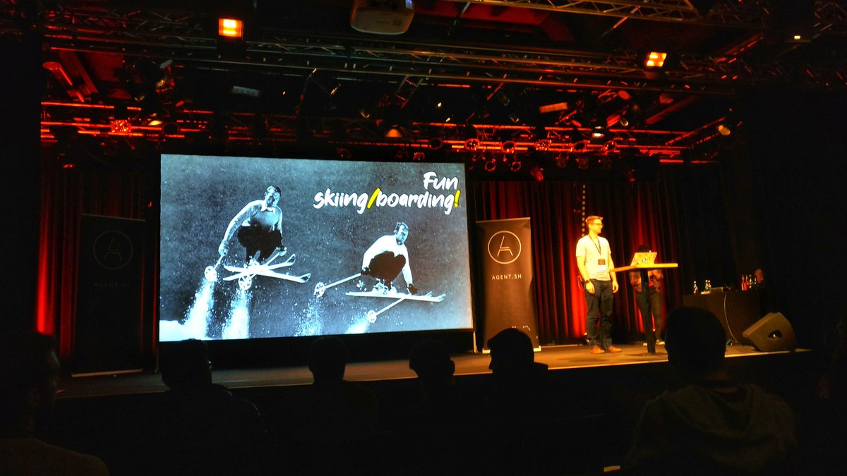 Two skiers pictured jumping in the last slide of Miros presentation