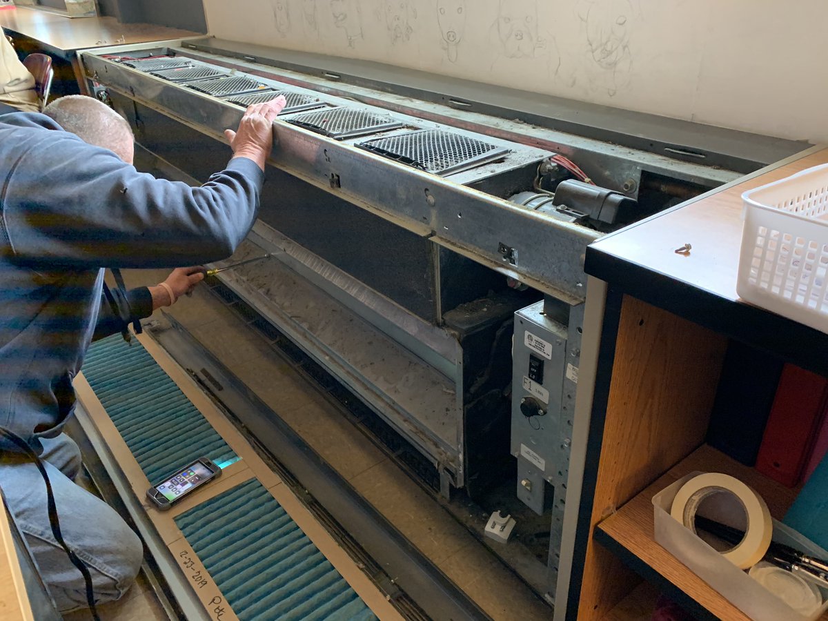 A student painting a mural dropped her phone into the bottomless pit behind my classroom’s HVAC unit. Our maintenance staff went above and beyond to retrieve it, with good humor and smiles along the way. Thankful for them today!