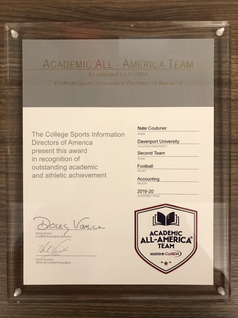 Just like it’s important to excel on the field, you need to handle your business off the field as well. <a href="/Big_N_2/">Big Nate</a>  took care of things on and off the field. 1 of 4 WRs to be recognized in D2 on the Academic All-American Team! Huge accomplishment by a great player/person! 🏈🎓