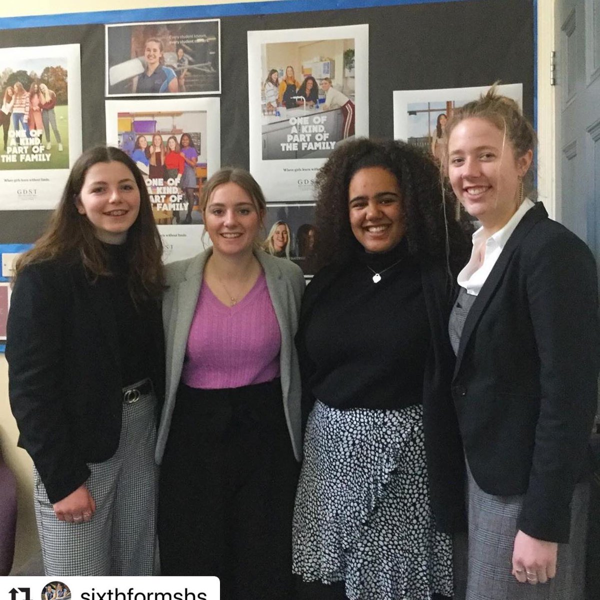 You can’t miss them! Great to get our fantastic #SixthForm girls in front of their @GDST #gdstsixthform campaign advert alongside fellow #gdst #sixthformers and wonderful to have @cherylGDST with us at SHS today #wheregirlslearnwithoutlimits #oneofakindpartofthefamily #shrewsbury