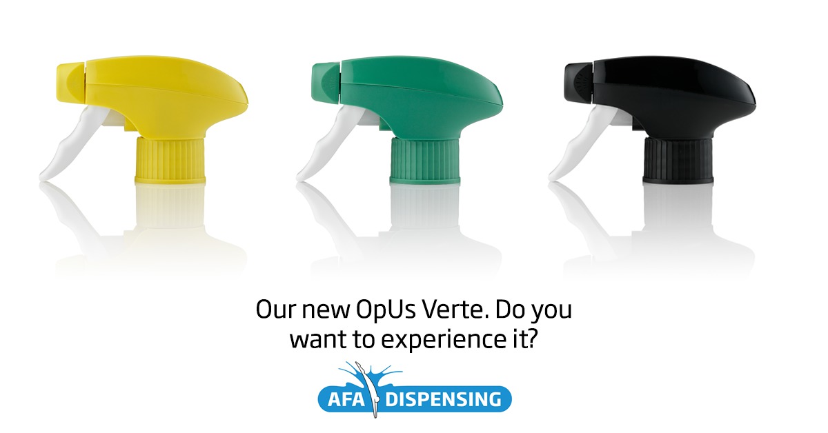 AfaDispensing's tweet photo. In 2019, we introduced our first sprayer made of #PCR resin: the #OpUsVerte. We have achieved the possibility to produce the OpUs Verte in a wide variety of colors! Want to experience it yourself? Fill in the form on our website: https://t.co/GIrVQak7rl. https://t.co/bjTWsqVCgA