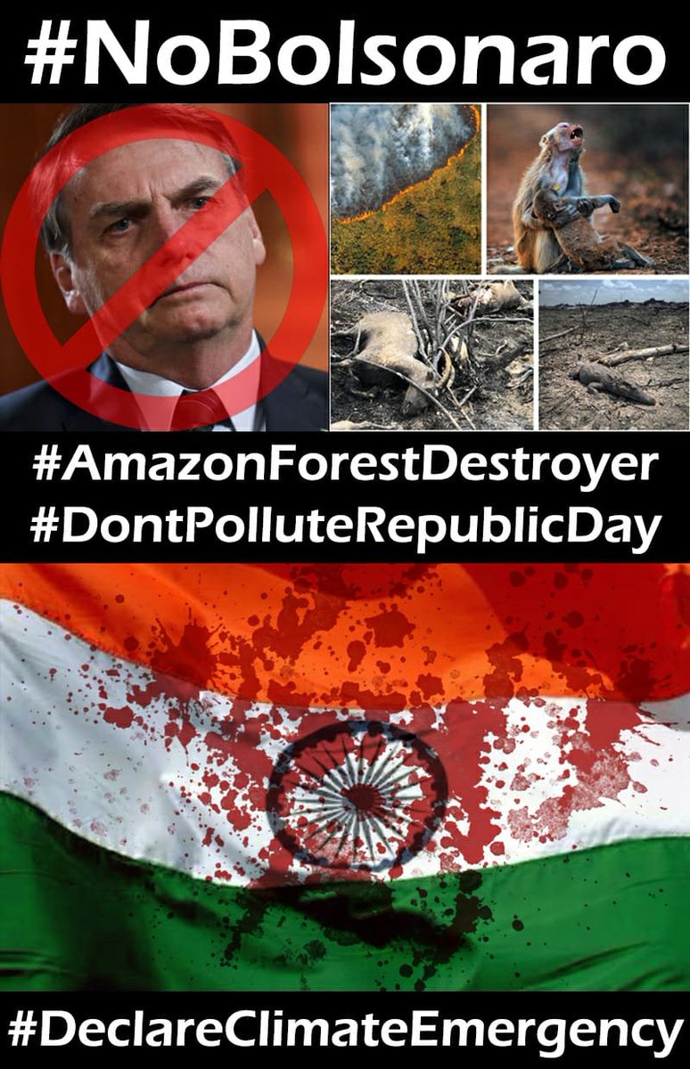 herIdioticfool's tweet photo. #BoycottBolsonaro
#AmazonForestDestroyer
We don't need a man who's is POLLUTER to be a Guest of Honour on 26jan..
@PMOIndia @narendramodi We need India to Act Seriously on Climate Change...
BE A SAVIOUR MODI...
#SAVIOURAvsPOLLUTERS https://t.co/81Jguoj7j7