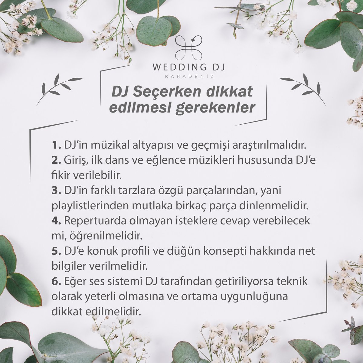 Etkinlikleriniz de DJ Seçerken dikkat edilmesi gerekenler..

Detaylı bilgi için;
karadenizweddingdj@gmail.com