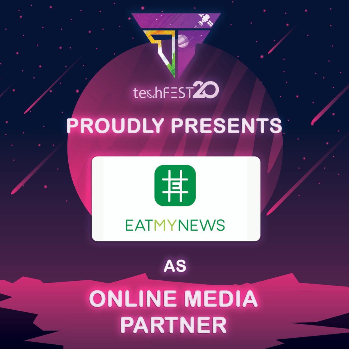 techfestsliet's tweet photo. Presenting our sponsors for techFEST'20 ✨
@EatMyNewsCo
#techfestsliet #techFEST20 #sliet #eatmynews #slietlongowal #sponsorship #sponsors #technicalfest #innovation #students #university #india https://t.co/A854sqQOfT