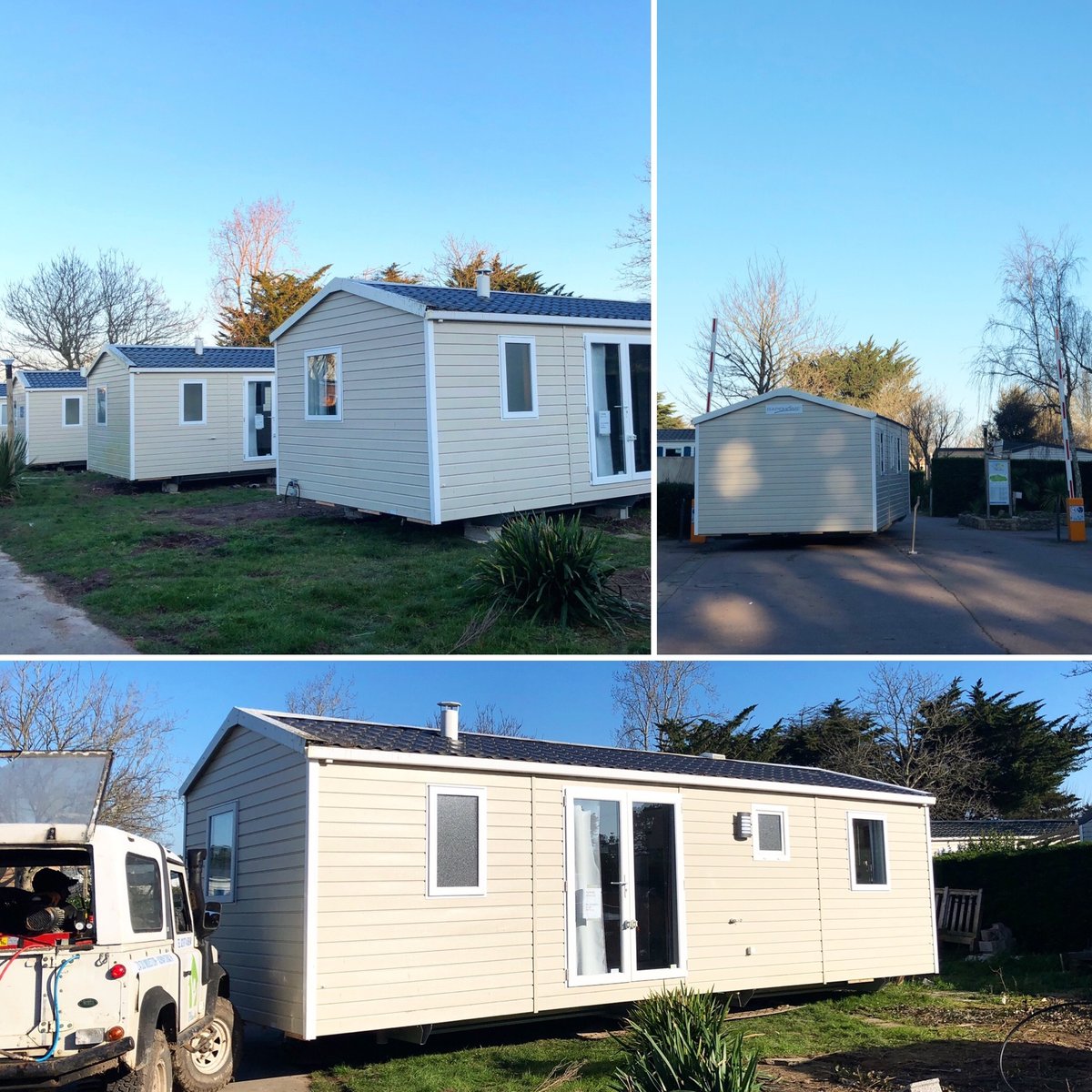 C'est sous un beau ciel bleu, que de nouveaux mobil homes ont été installés sur le camping 
#carnac #miamorbihan #bretagne #campingdesmenhirs